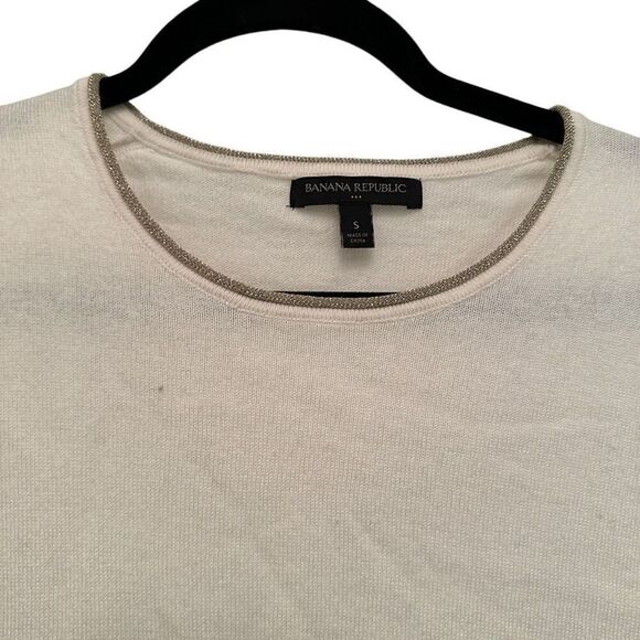 Banana Republic cream with gold metallic trim sweater- size S - Picture 4 of 5